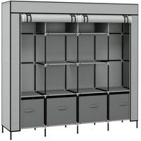 KLEIDERSCHRANK 42,5/166/169,5 cm dunkelgrau aus Stahl mit 2 Kleiderstangen und 4 Schubladen - Dunkelgrau, Metall (42.5/169.5/166cm) - OKWISH