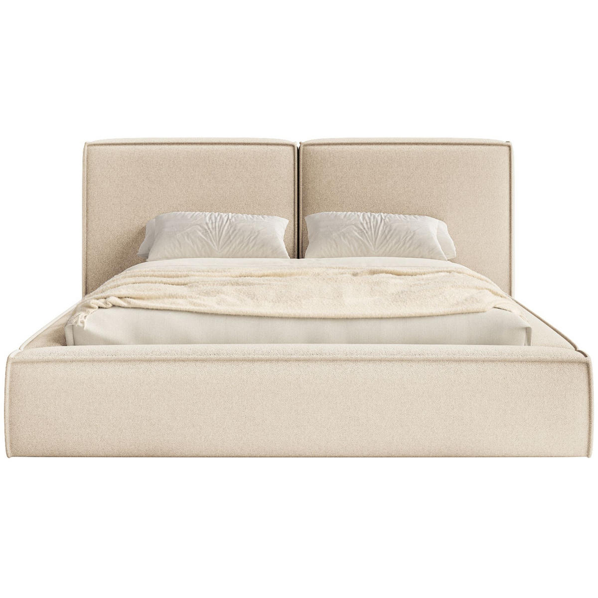 POLSTERBETT Tilves Hellbeige 140x200 cm - Ecru/Schwarz, Kunststoff/Textil (140/200cm) - Selsey