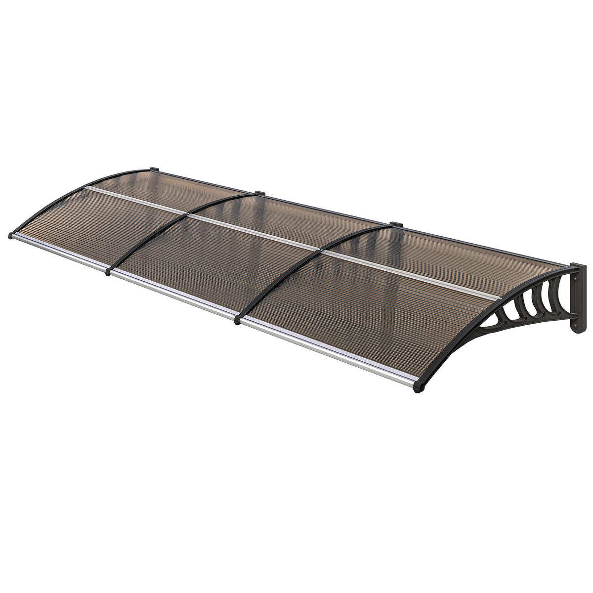 VORDACH DE-14060 Polycarbonat/Aluminium 303/96 cm, UV-Schutz Grün - Braun, Kunststoff (96/27/303cm) - ComfortXL