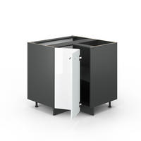 ECKUNTERSCHRANK Fame-Line Weiß Hochglanz 80.5 cm, AP Eiche - Weiß Hochglanz/Anthrazit, Holzwerkstoff (80.5/82/60cm) - Vicco