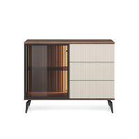 KOMMODE Vico Braun mit Beige, Kombikommode mit Led-Beleuchtung - Beige/Schwarz, Holzwerkstoff (103/80/39cm) - Bettso