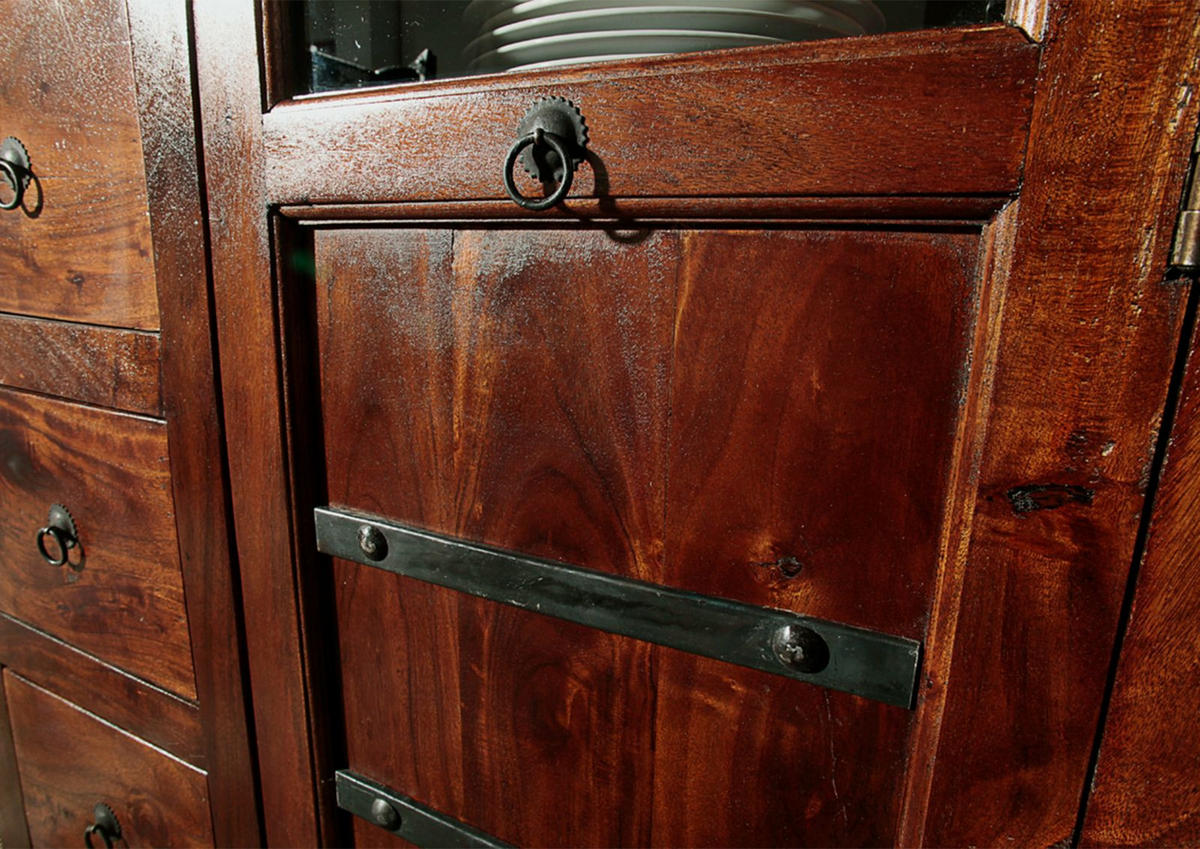 VITRINE Akazie 95x45x147 nougat lackiert OXFORD #417 - Dunkelbraun, Holz (95/147/45cm) - Massivmoebel24