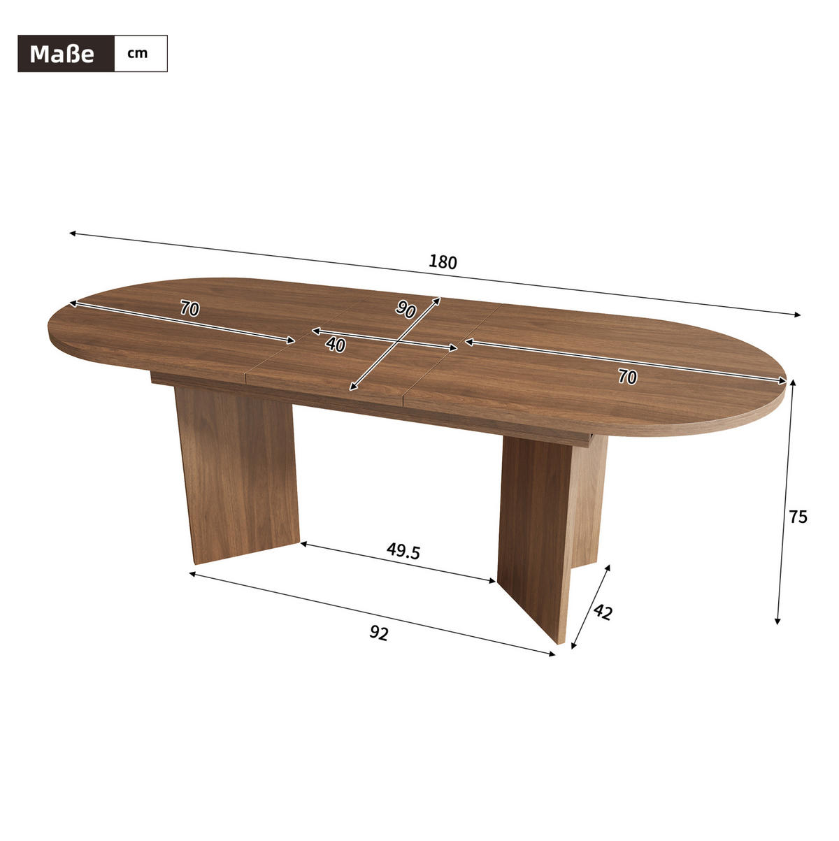 STOL za blagovaonicu 140/180/90 cm, MDF, orah, na razvlačenje - boje oraha, drvni materijal (180/90/75cm) - BEAOK