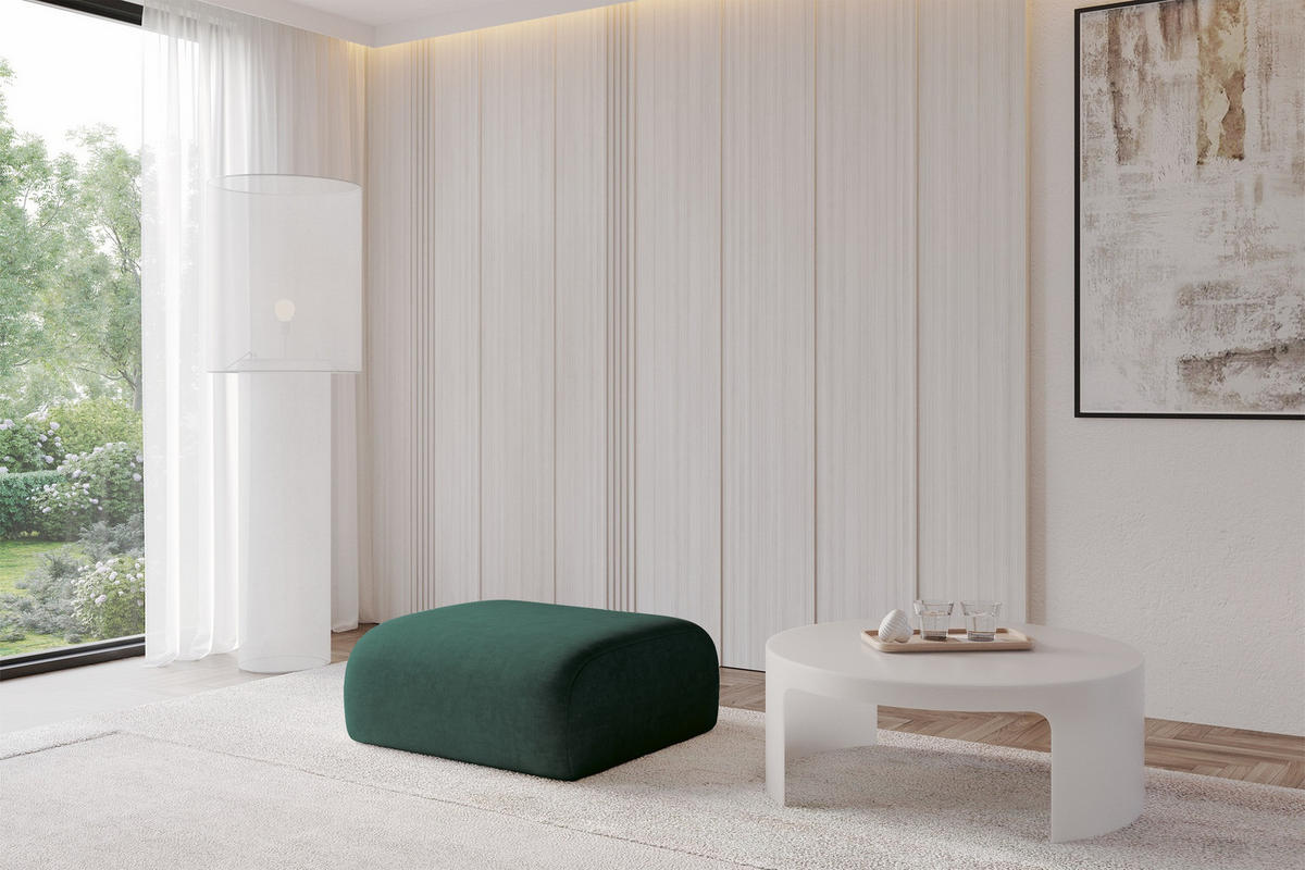 POUF MIRA-PUF 91x89x40 Grün cm Velours Modular Sitzhocker - Dunkelgrün/Schwarz, Holzwerkstoff/Kunststoff (91/40/89cm) - ALTDECOR