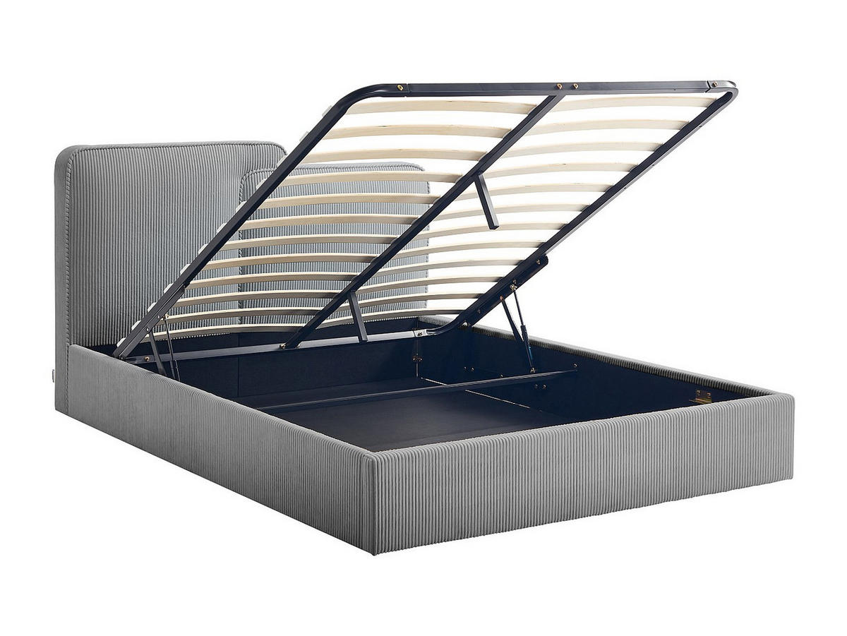 BETT mit Bettkasten - 2 Personen - Stoff - Grau - - Grau, Textil (160/200cm) - Vente-Unique