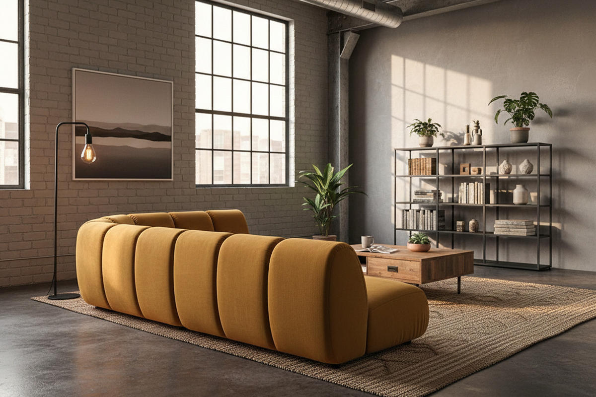 MODULSOFA LAYLA Gelb Velvet - Gelb/Schwarz, Buchenholz/Textil (305/213cm) - KAWOLA