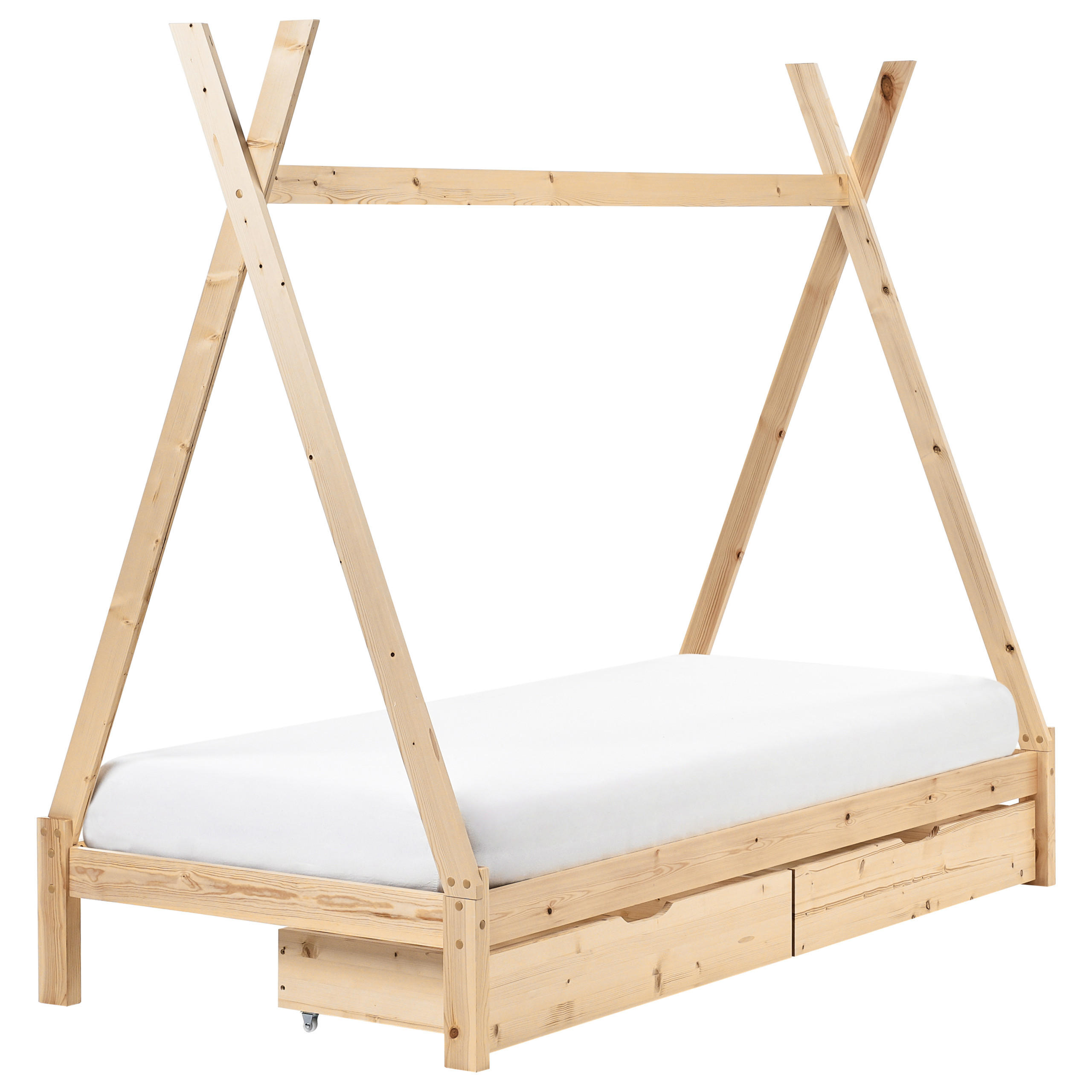 KINDERBETT 90x200 cm Heller Holzfarbton Devay - Hellbraun, Holz (90/200cm) - Beliani