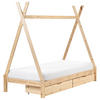 KINDERBETT 90x200 cm Heller Holzfarbton Devay - Hellbraun, Holz (90/200cm) - Beliani