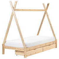 KINDERBETT 90x200 cm Heller Holzfarbton Devay - Hellbraun, Holz (90/200cm) - Beliani
