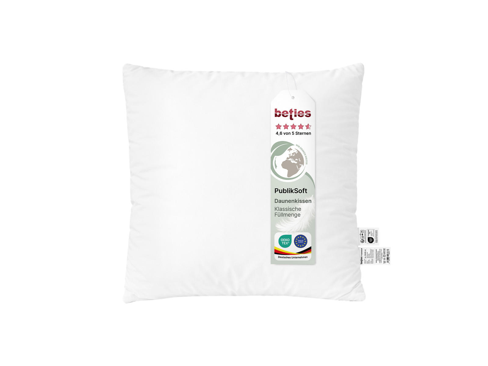 DAUNENKISSEN PublikSoft 50/50 cm - Weiß, Naturmaterialien/Textil (50/50cm) - beties Heimtextil