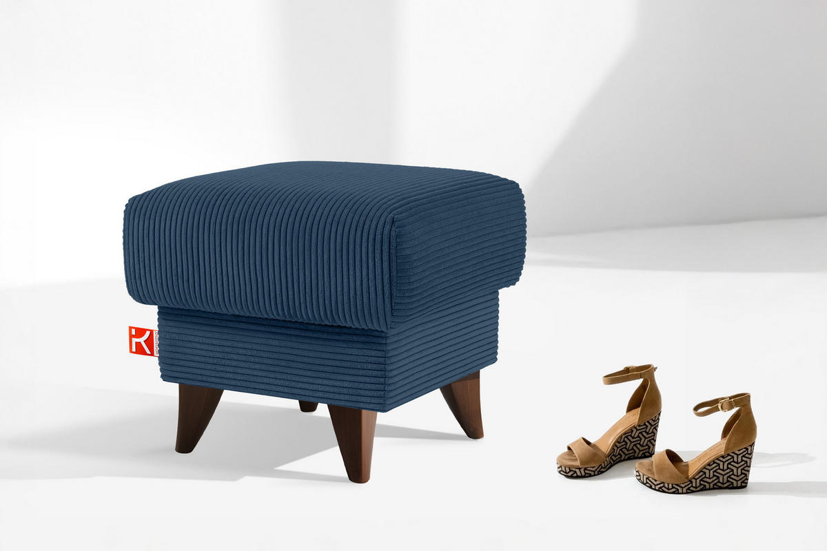FUẞSTÜTZE GUSTAVO II, Marineblau - Braun/Dunkelblau, Holz/Holzwerkstoff (53/49/53cm) - KONSIMO®