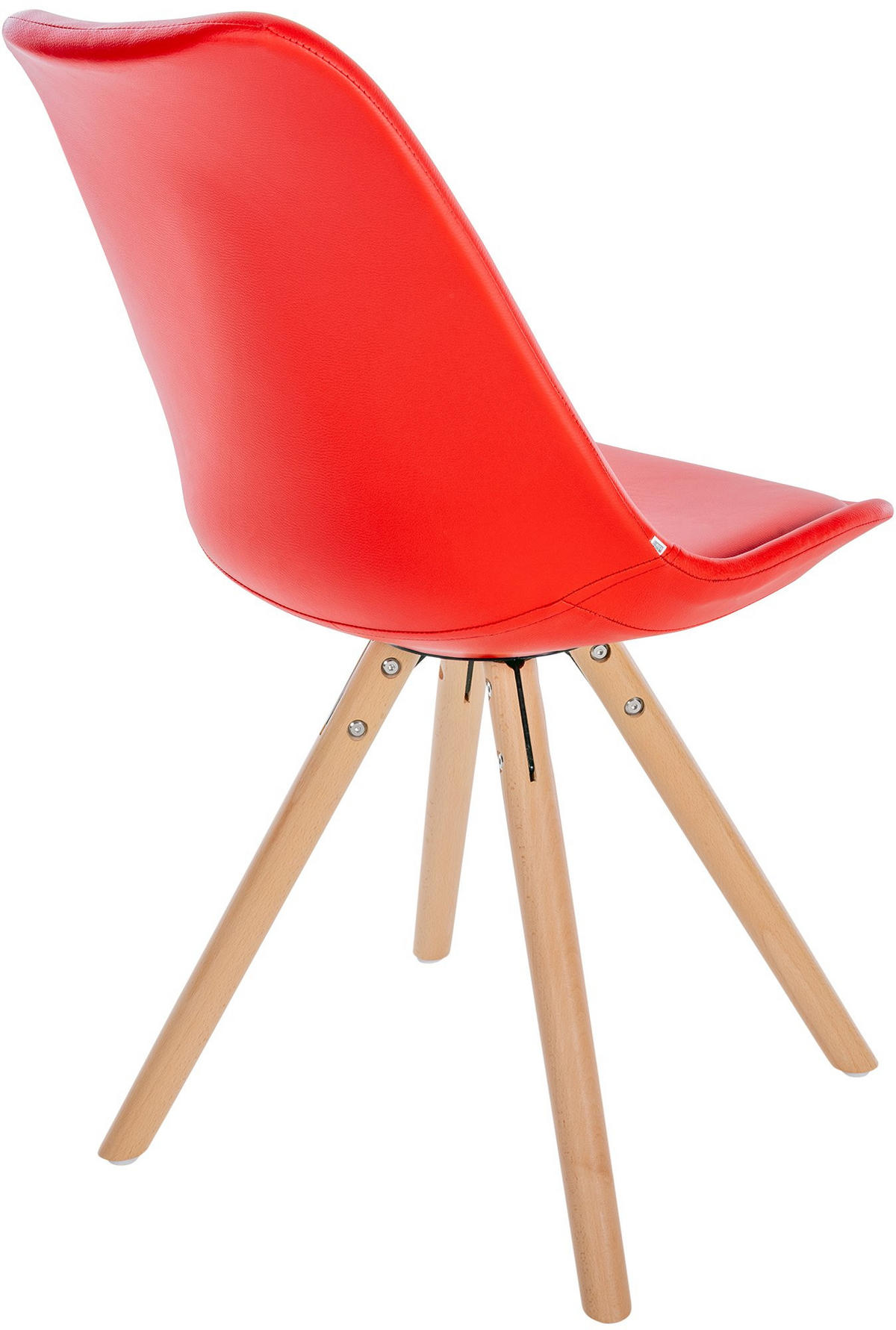 STUHL Lederlook rot - Eukalyptusholzfarben/Rot, Holz/Textil (48/81/54cm) - CLP