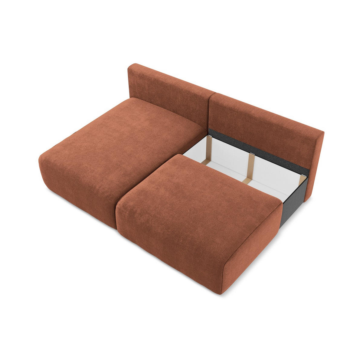 ECKSOFA mit Schlaffunktion links Chenille Stoff Orange - Terracotta/Schwarz, Kunststoff/Textil (149/210cm) - LaMiaSofa