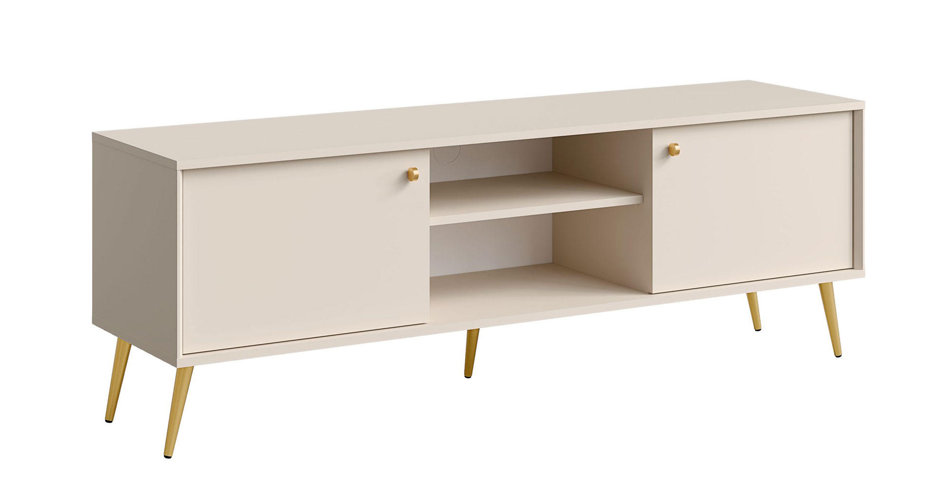 LOWBOARD Rose sandbeige 156 / 40,5 / 54cm - Beige/Goldfarben, Holzwerkstoff/Metall (156/54/40.5cm) - Feldmann-Wohnen