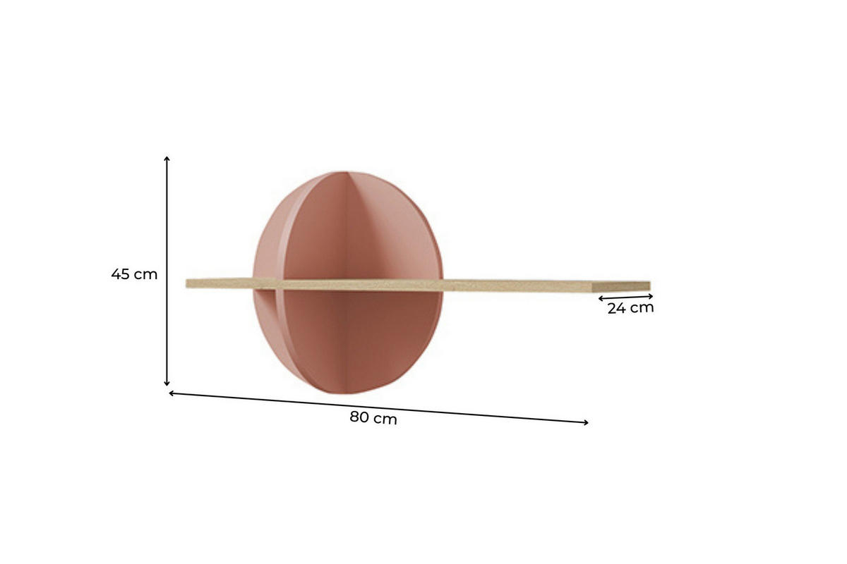 WANDREGAL LEXO 16 80/45/24 cm in Eiche Cremona/Puderrosa - Eichefarben/Rosa, Holzwerkstoff (80/45/24cm) - Deine Möbel 24