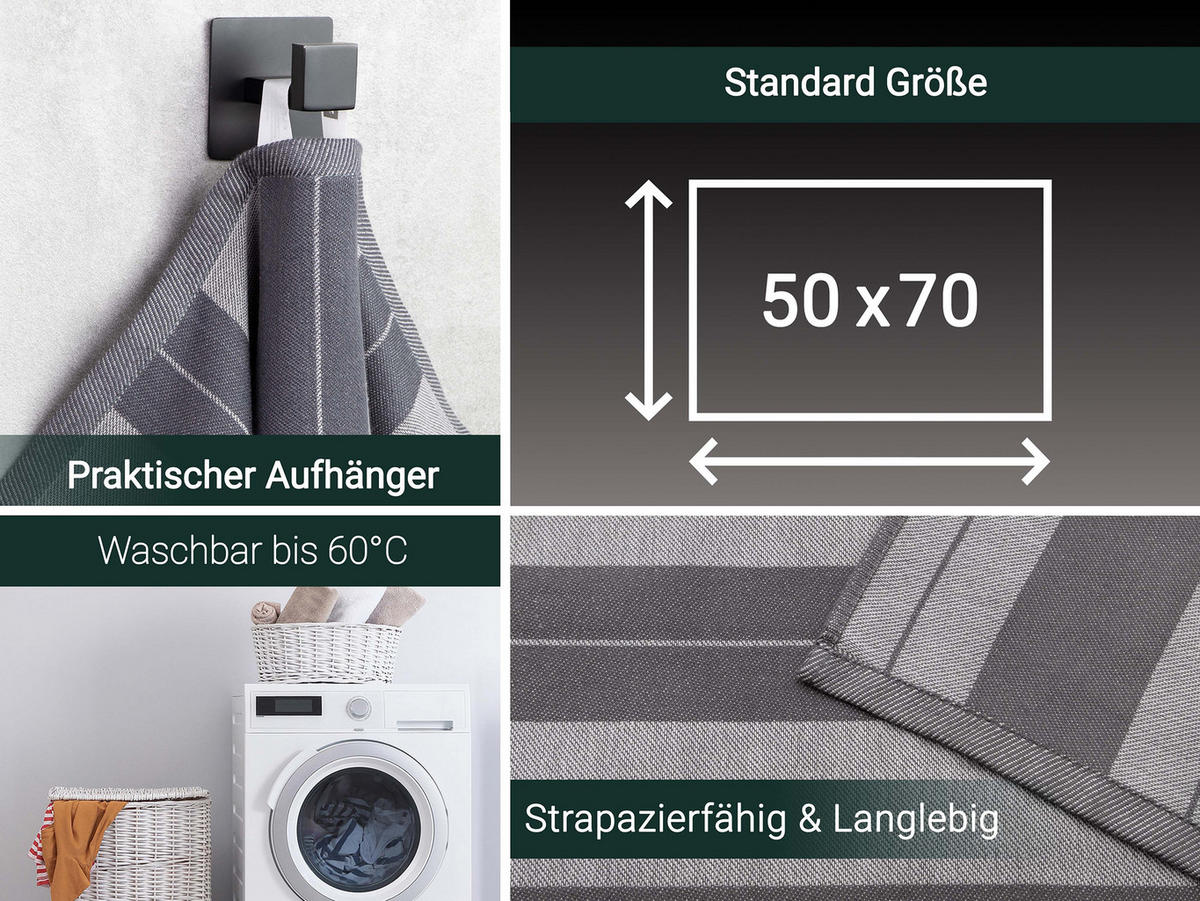 GESCHIRRTÜCHER, 5er-Set, 100% Baumwolle - Grau, Textil (50/70cm) - Zollner