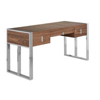 SCHREIBTISCH Rechteckig Walnuss Stahl 158/62/76 cm - Edelstahlfarben/Walnussfarben, Holz/Metall (62/158/76cm) - ANGEL CERDA