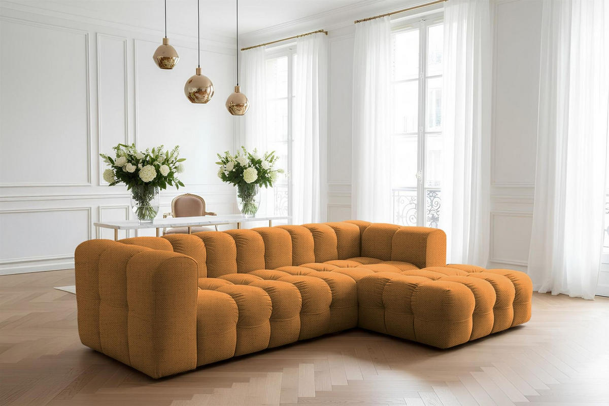 ECKSOFA Solvie In Moly - Orange, Holzwerkstoff/Textil (290/193cm) - Fun Möbel