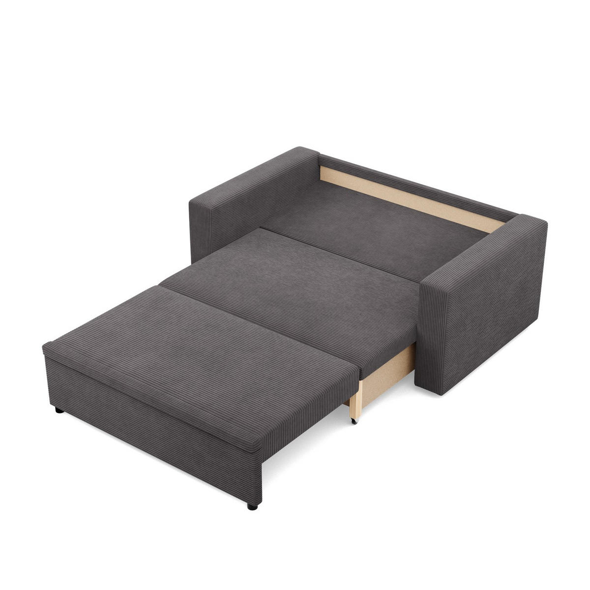 SOFA 2-SITZER MIT SCHLAFFUNKTION NEO, Cord - Dunkelgrau - Grau, Textil (148/90/87cm) - Mebligo