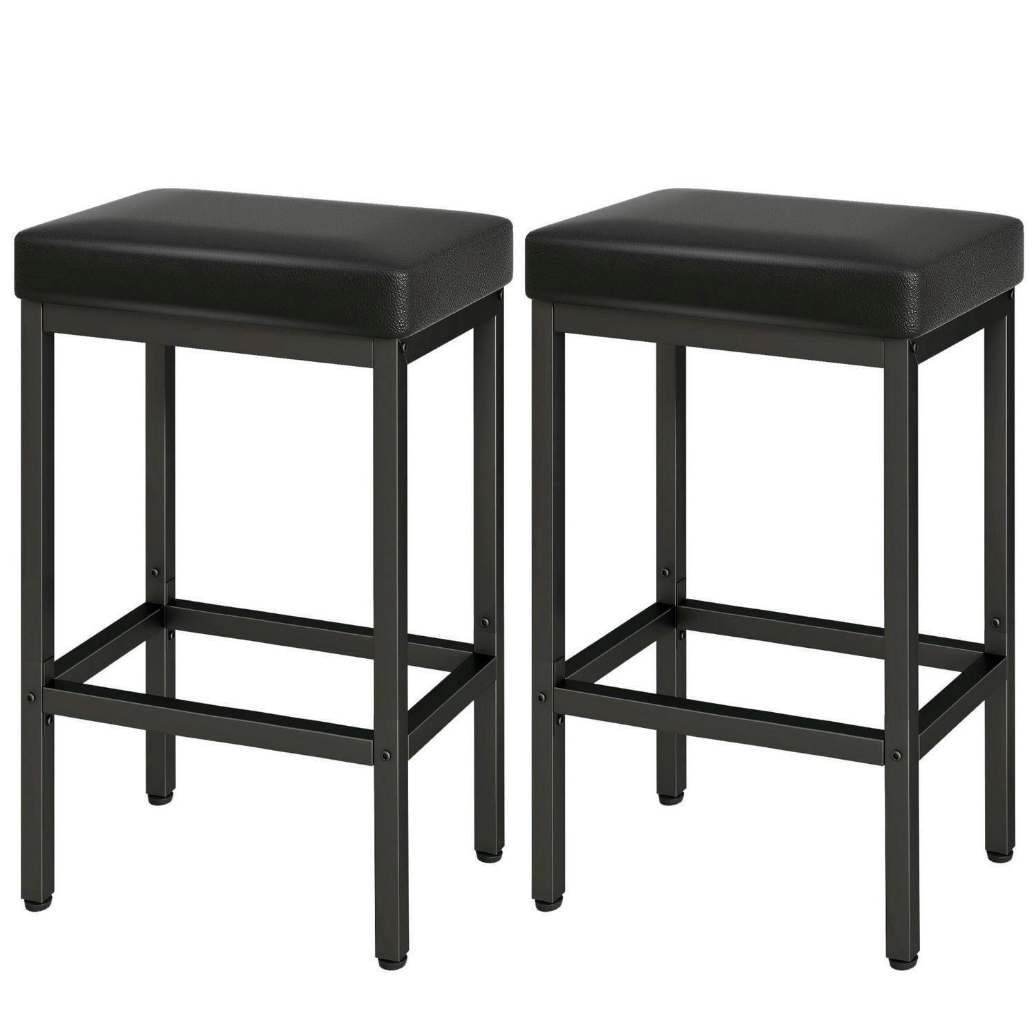 BARHOCKER 2er Set Schwarz Lederoptik 66 cm - Schwarz, Kunststoff (42/66/29cm)