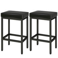 BARHOCKER 2er Set Schwarz Lederoptik 66 cm - Schwarz, Kunststoff (42/66/29cm)