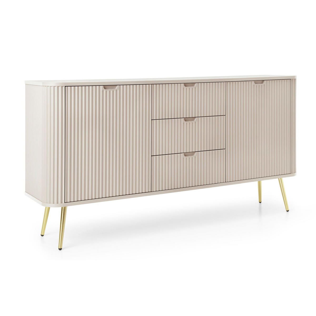 SIDEBOARD Zova Greige mit goldenen Beinen 168 cm - Taupe/Goldfarben, Holzwerkstoff/Metall (168/87/39cm) - Selsey