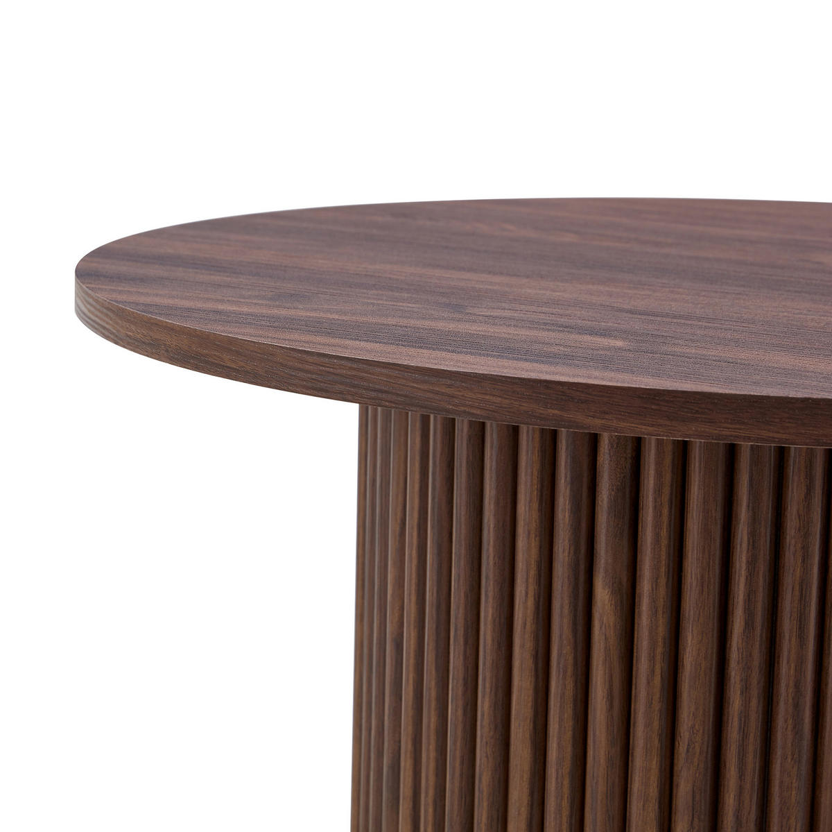 KLUBSKA miza 70 cm, MDF v dekorju oreha, okrogla s kovinskim okvirjem - barva oreha, leseni material (70/70/42cm) - BEAOK