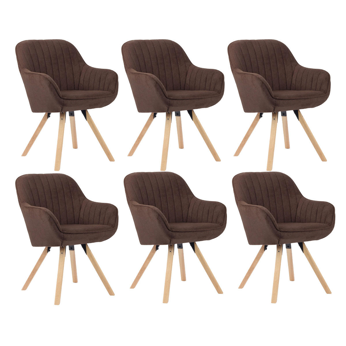 ESSZIMMERSTÜHLE Matera 6er-Set - Braun/Naturfarben, Naturmaterialien/Textil (59/89/61cm) - Mr. Deko