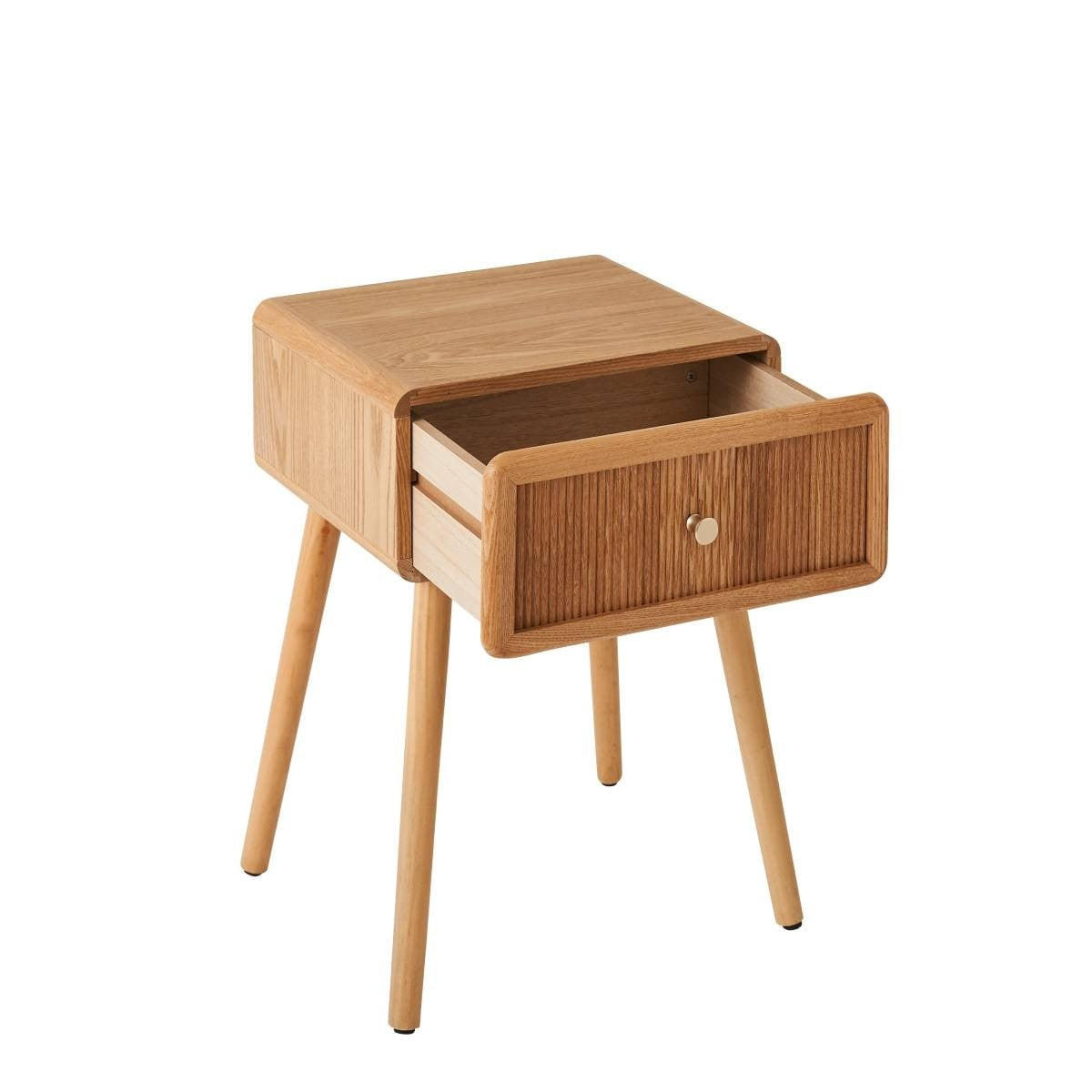 NACHTTISCH mit 1 Schublade und lamellenartiger Front 42/35/52 cm - Eschefarben, Holzwerkstoff (35/52/39cm) - Calicosy