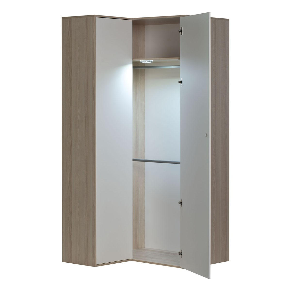 ECKSCHRANK mit 6 Regalböden und 2 Kleiderschränken - Spot - Eichefarben, Holzwerkstoff (105/210/100cm) - Calicosy