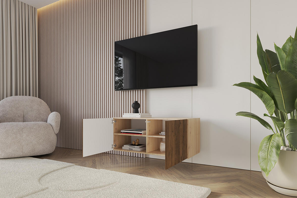 LOWBOARD NOA-2-W 100x40x41 cm - Artisan / Katania - Eiche Wotan, Holzwerkstoff (100/40/41cm) - ALTDECOR