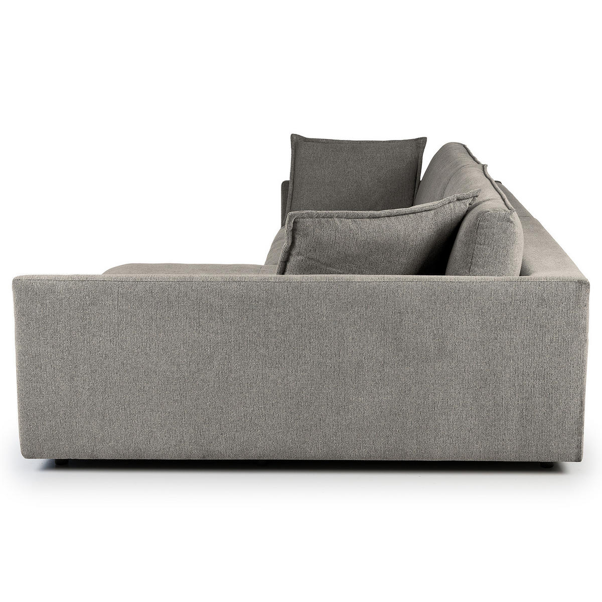 ECKSOFA mit Longchair - Schwarz/Grau, Kunststoff/Textil (290/183cm) - home24