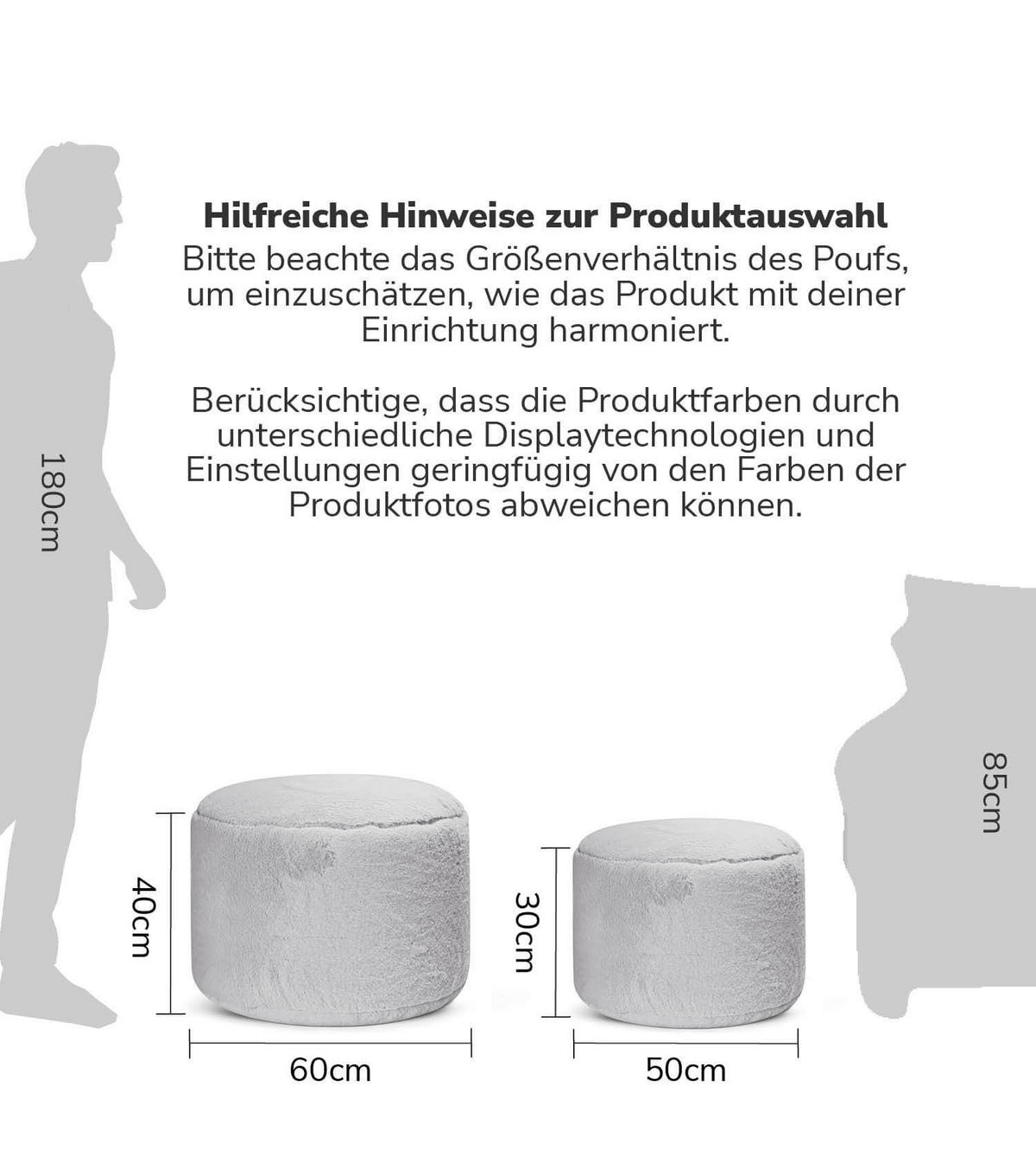 POUF Kunstfell Der Flauschige - Grau, Textil (50/30/50cm) - Mokebo