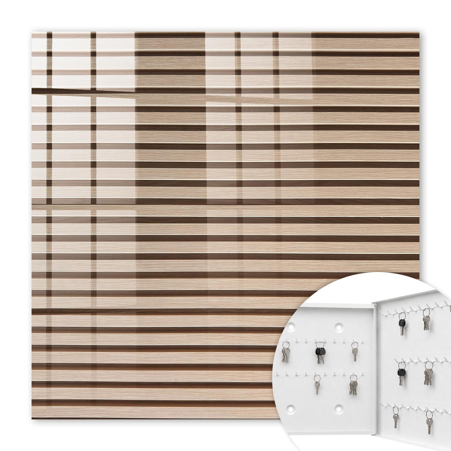 SCHLÜSSELBOX Weiß 30x30 cm – Türöffnung nach rechts - Warme Linien - Beige, Metall (30/30/5cm) - TULUP