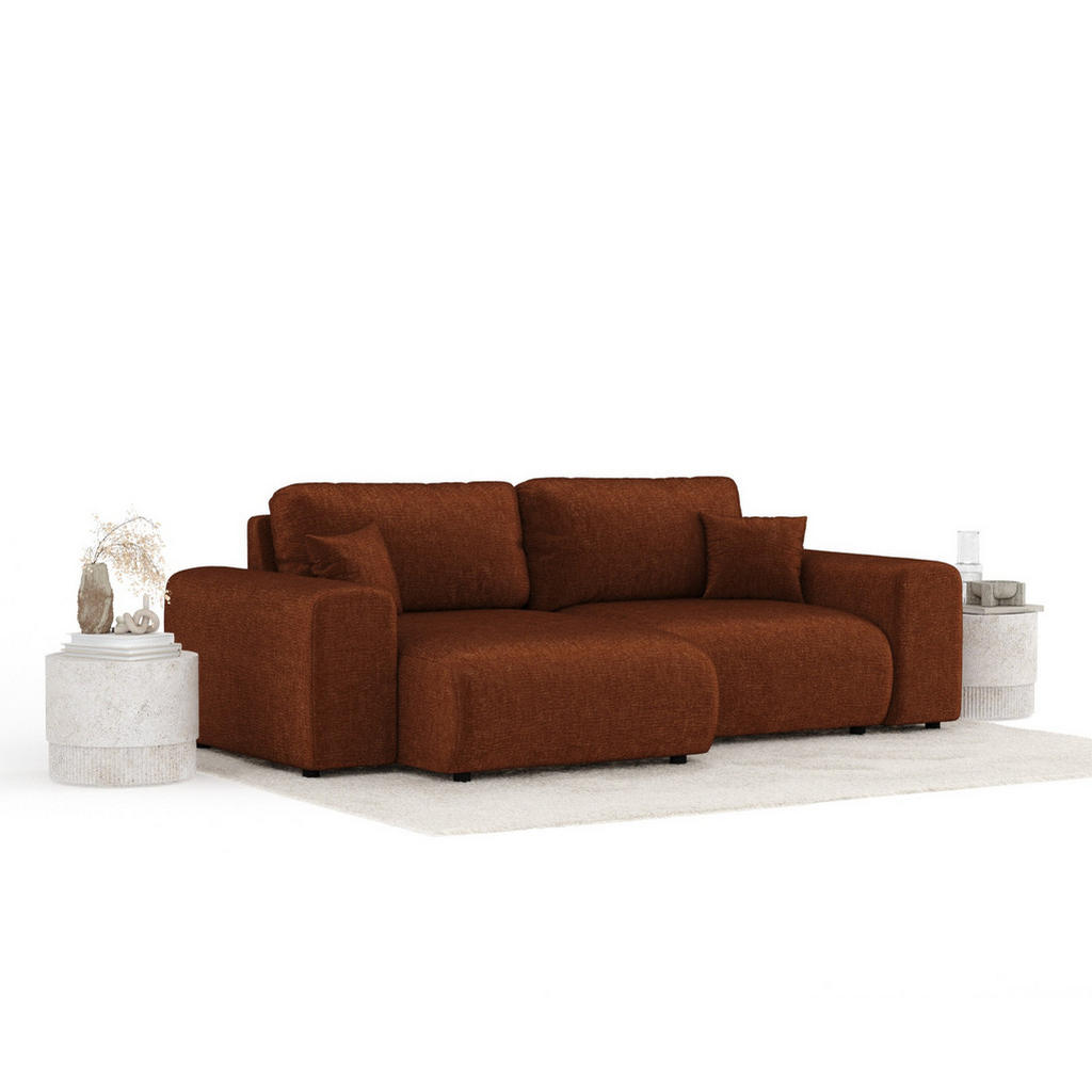 Thumbnail - Maison de Reve Ecksofa, Dunkelorange, Textil, 4-Sitzer, Füllung: Silikon,Silikon, L-Form,L-Form, Rundrohr, 237x144 cm, O...