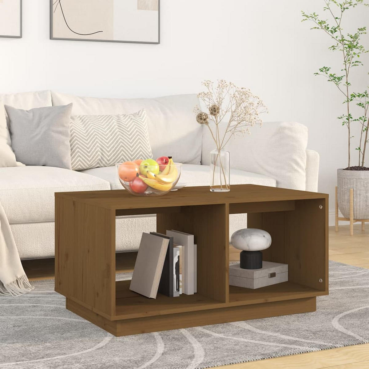 COUCHTISCH Honigbraun 80x50x40 cm Massivholz Kiefer - Braun, Holz (80/50/40cm) - furnicato