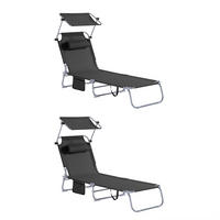 SONNENLIEGE 2er Set Schwarz - Schwarz, Textil/Metall (195/90/63cm) - SoBuy