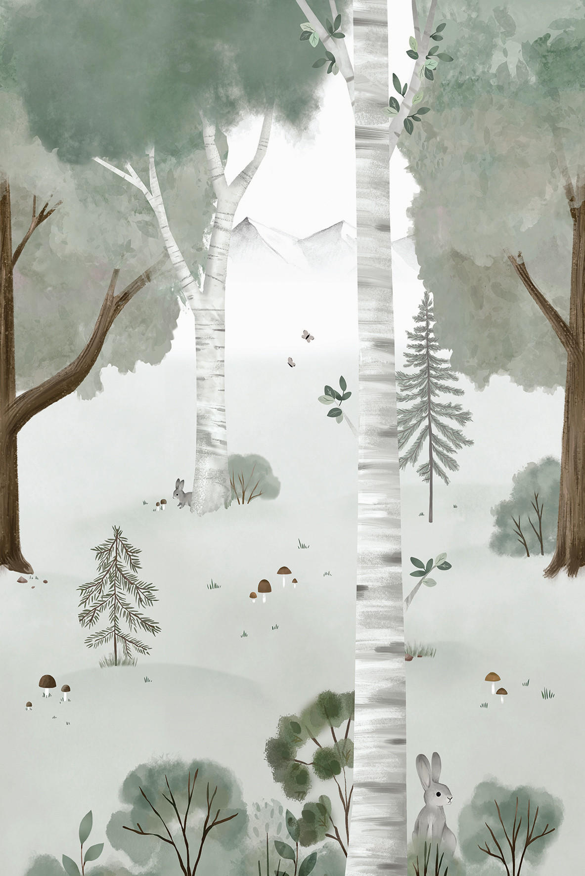 VLIESTAPETE Kharu, Wald 2 m x 3 m, grün - Grün, Papier (300/200cm) - Lilipinso