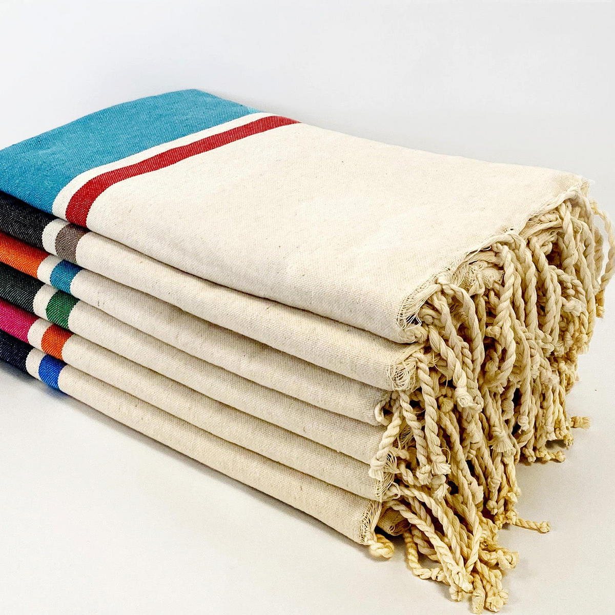HAMMAMTUCH Traditionelle Helios 100x200 190g/m² türkis - Türkis, Textil (100/200cm) - LE COMPTOIR DE LA PLAGE