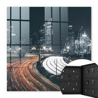 SCHLÜSSELBOX Schwarz 30x30 cm- Türöffnung nach rechts - Stadt bei Nacht - Schwarz, Metall (30/30/5cm) - TULUP