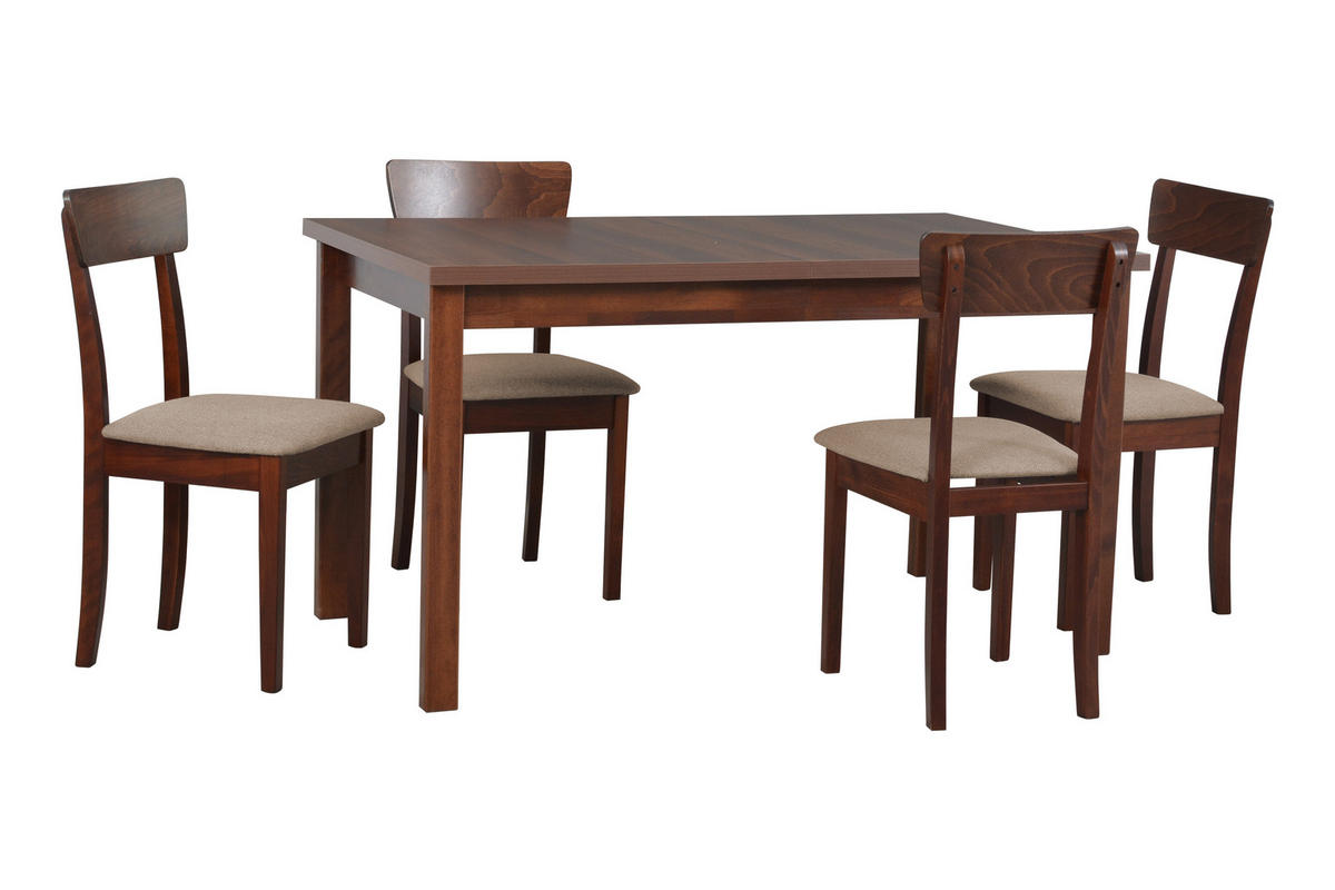 STUHL Hugo 1 (6er Set) - Graubraun/Nussbaumfarben, Holz (43/86/40cm) - Leaf Design