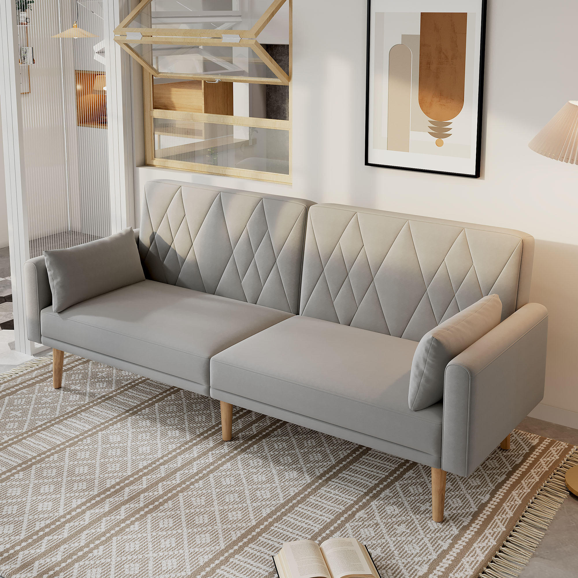 Thumbnail - Okwish Schlafsofa, Grau, Textil, 180x82x75 cm, Wohnzimmer, Sofas & Couches, Schlafsofas