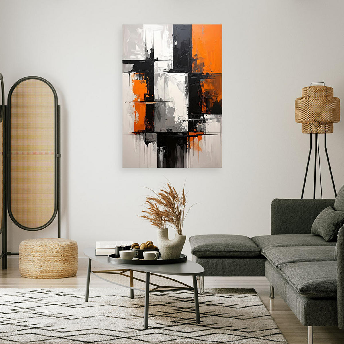 BILD auf Leinwand, Abstrakt in Orangetönen - Orange, Textil (80/120cm) - Feeby