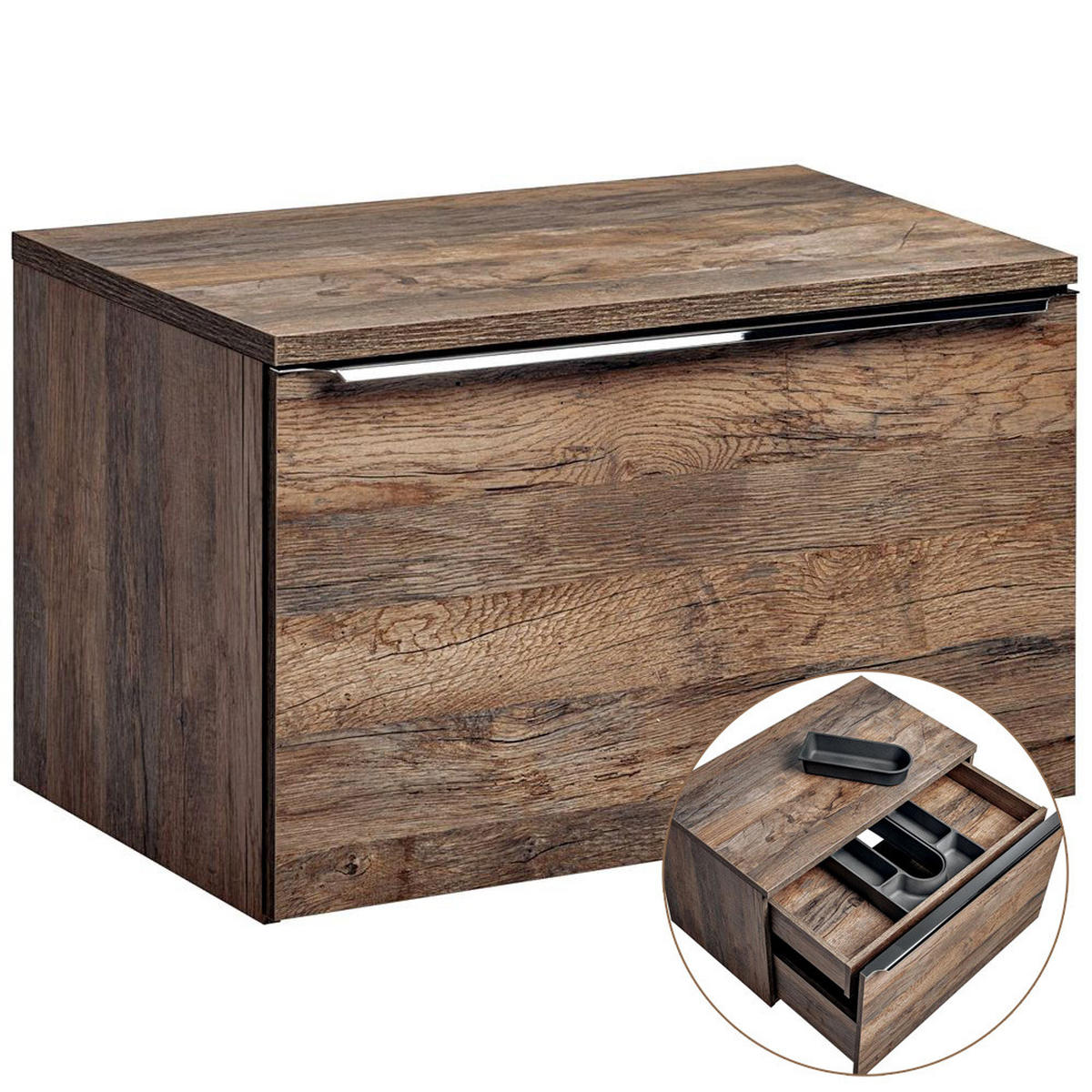 BADMÖBEL-SET 2-TLG. Puebla-56 - Braun, Holzwerkstoff (80/49/46cm) - Lomado