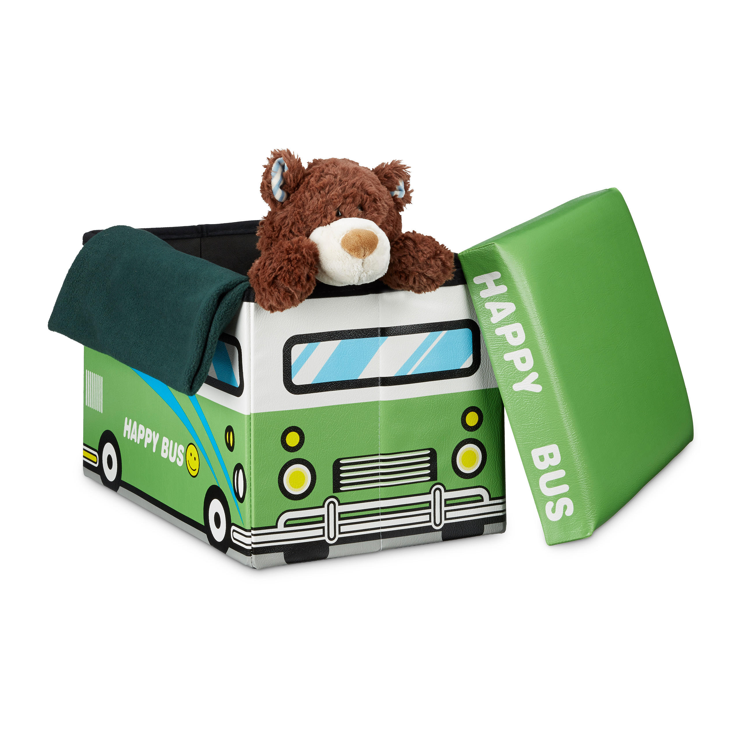 Relaxdays TRUHLA Vícebarevná motiv Happy Bus skládací 37 L