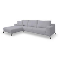 ECKSOFA Aspen in L-Form, Coach Farbe: Hellgrau, Velourstoff, Ottomane Links - Hellgrau, Textil (187/312cm) - VENASI MÖBEL