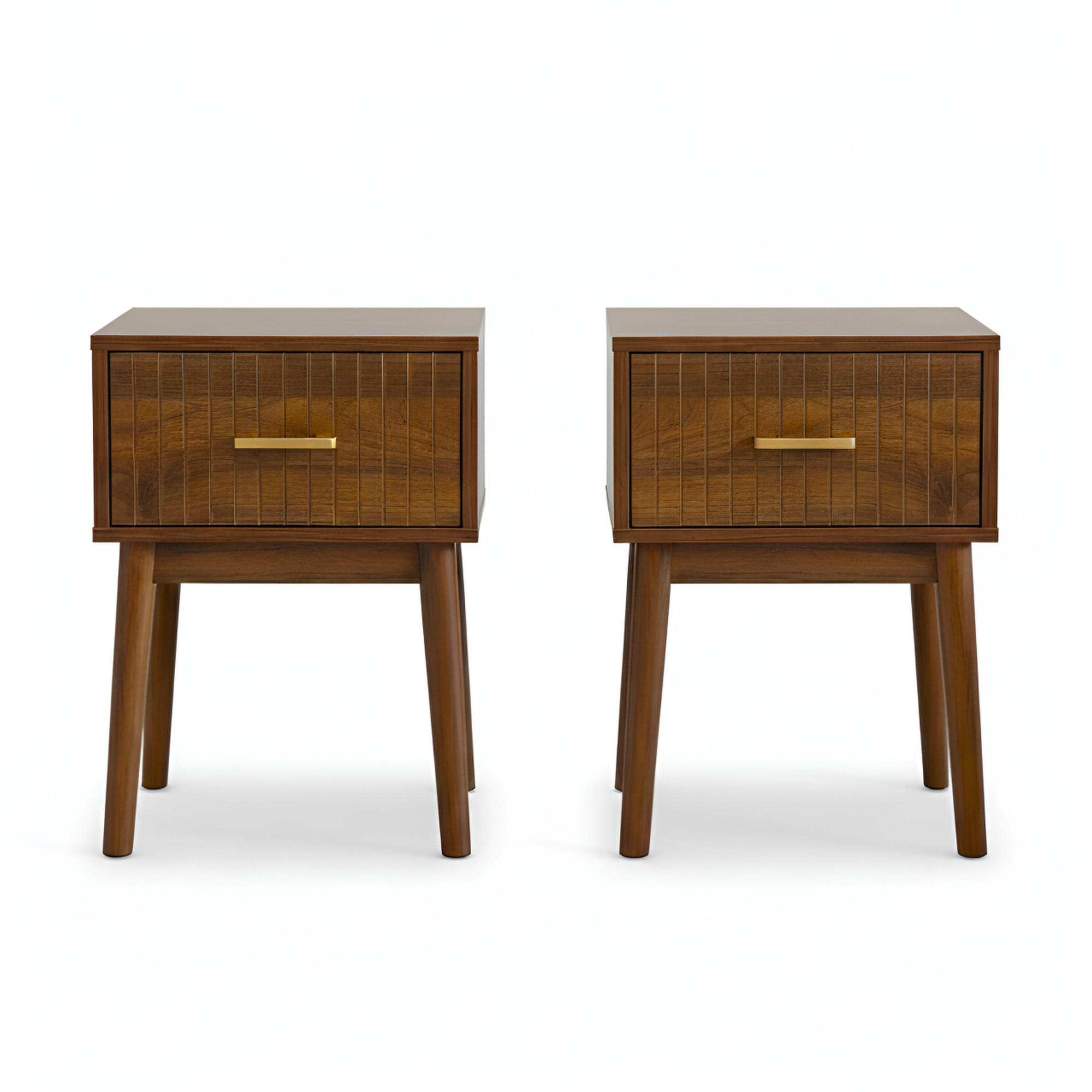 NACHTTISCH 2er-Set Milo aus Walnussholz Retro - Braun, Holz (38/55/38cm) - Sicaan