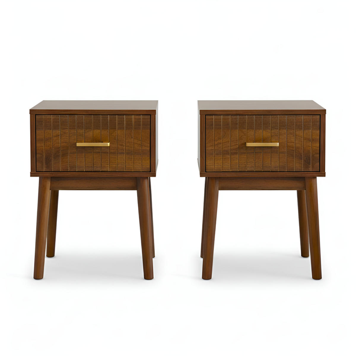 NACHTTISCH 2er-Set Milo aus Walnussholz Retro - Braun, Holz (38/55/38cm) - Sicaan