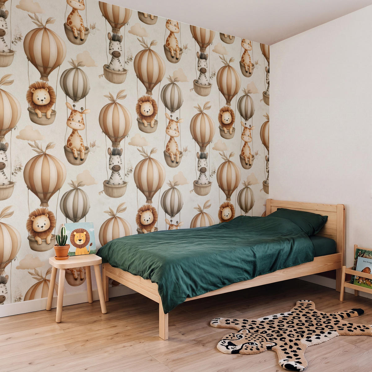 KINDERTAPETE - Safari - Heißluftballons - Taupe - 260x220 cm - Beige, Papier (260/220cm) - OnlyWow
