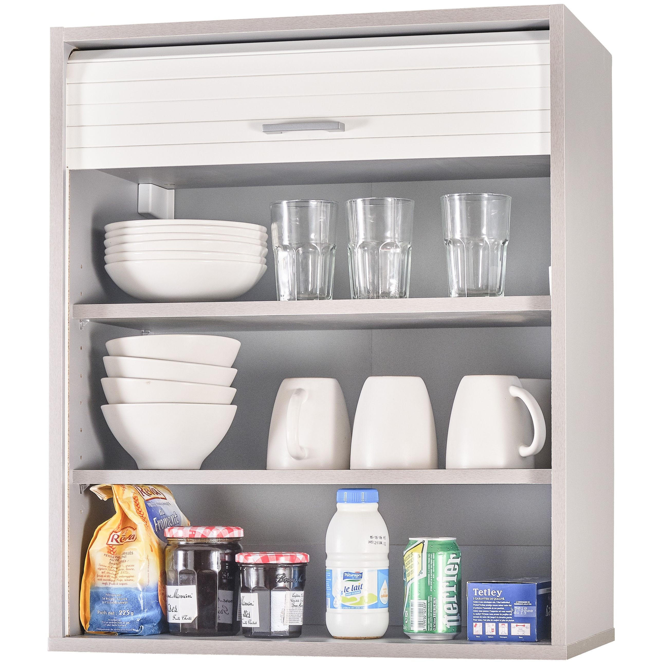 KÜCHENOBERSCHRANK mit Rolladentür 35/60/72cm - Alufarben, Holzwerkstoff (60/72/35cm) - Simmob